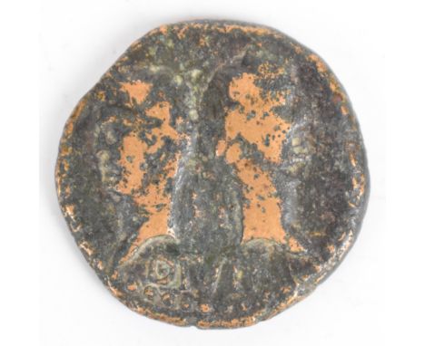Roman Provincial bronze coin Nemausus Gaul c.AD10-14, obv Rome's first Emperor Augustus and his chief General Marcus Agrippa,