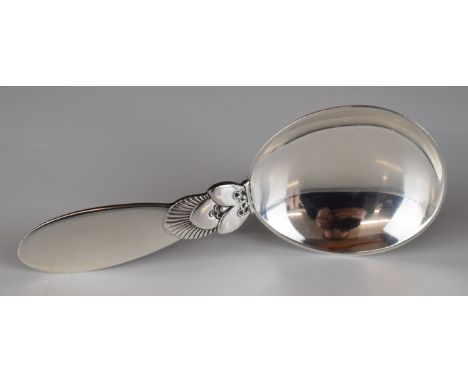 Georg Jensen Cactus pattern tea caddy spoon, with maker's mark and sterling Denmark verso, length 9.5cm, weight 26g