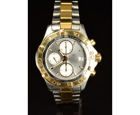 Tag Heuer Aquaracer gentleman's automatic chronograph wristwatch ref. CAF2120 with date aperture, luminous hands and hour mar