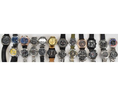 Twenty-three various gentleman's wristwatches including Avia, Pulsar, Casio, Anthony James, Citizen Eco-drive etc.&nbsp;