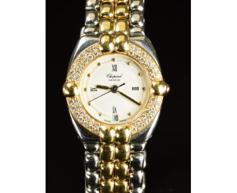 Chopard Gstaad ladies wristwatch ref. 8112 with 48 diamonds set to the 18ct gold bezel, date aperture, gold hands and hour ma