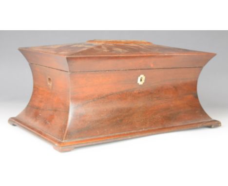 19thC rosewood sarcophagus shaped two division tea caddy, W37 x D21 x H18cm