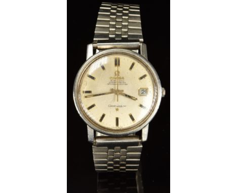 Omega Constellation chronometer gentleman's automatic wristwatch with date aperture, two-tone hands and hour markers, silver 