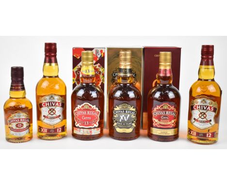 Six bottles of Chivas Regal Blended Scotch Whisky comprising five 70cl bottles and one 35cl, all 40% vol. PLEASE NOTE ALL ALC