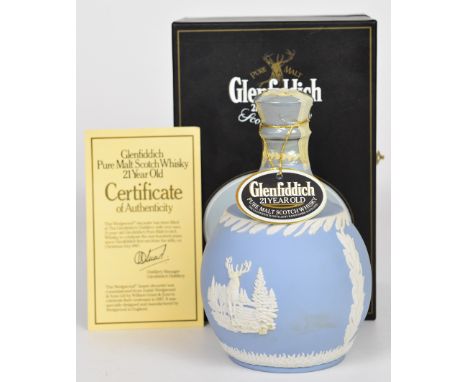 Glenfiddich 21 year old Pure Malt Scotch Whisky in limited edition Wedgwood decanter, 75cl, 43%, in presentation box with cer