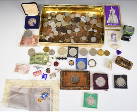 Victorian and later world coinage, to include American, 1951 Festival of Britain crown, York Minster nickel silver medallion 
