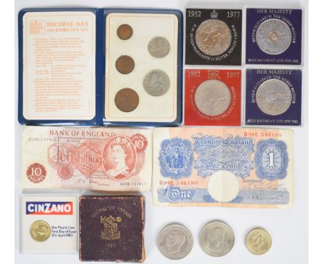 Group of modern Royal commemorative crowns including Churchill and Festival of Britain, round pound, 1986 Scottish &pound;2, 