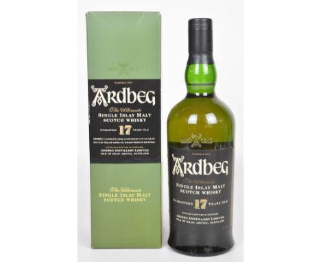 Ardbeg Distillery 17 year old Islay Single Malt Scotch Whisky, 70cl, 40% vol, in original box. PLEASE NOTE ALL ALCOHOL & TOBA