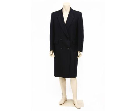 A Christian Dior gentlemen's navy wool overcoat,with black button-up front,size 40