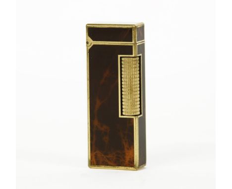 A Dunhill Rolla gold-plated and faux tortoiseshell gas lighter,boxed with instructions