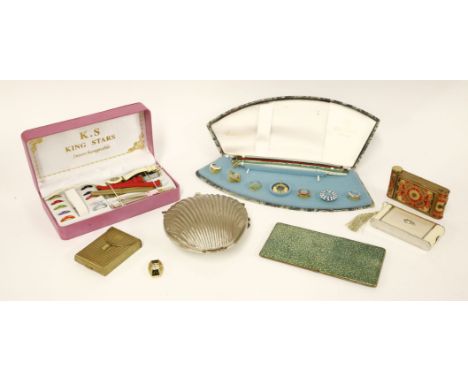 An Art Deco camera-style cigarette case,decorated with cream enamel with a silk tassel,a ladies' Milus Miluscope 12-8 mechani
