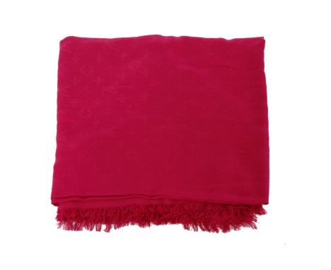 A Louis Vuitton cashmere and wool pink shawl,woven with the maker's classic logo with tags