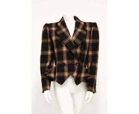 A Valentino Boutique check double-breasted jacket,with pleating to the waist,a Christian Dior Boutique burgundy double-breast