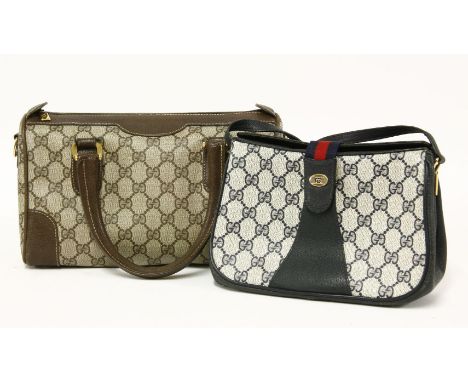 A Gucci vintage bowling bag,with classic double 'G' monogrammed leather and brown leather trim and hardware,together with ano