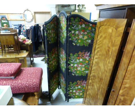 A ladies two fold / three panel floor standing vanity screen
