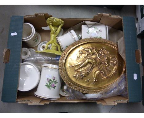 Two boxes of various decorative china; to include part Tuscan 'Windsor' pattern tea service and other items