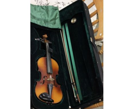 A cased Tantra by Rosetti 'Stradivarius Model' violin; bearing label; together with bow