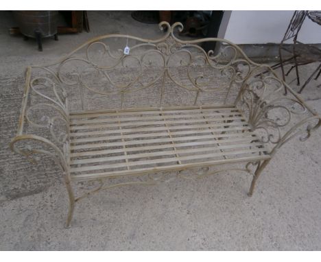 Painted metal garden bench