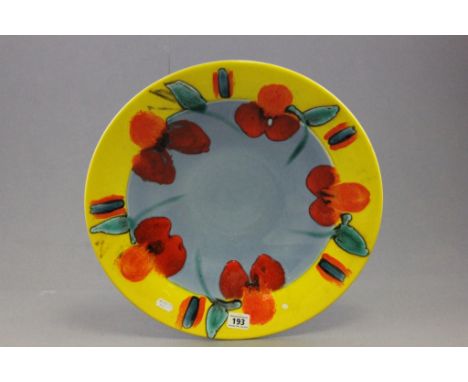 Poole Pottery Charger decorated with Poppies