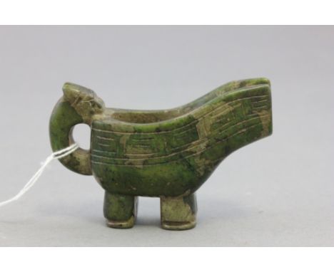 A detailed Chinese Jade libation cup