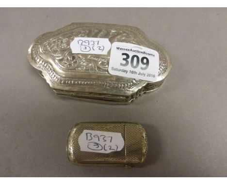 A small Indian white metal trinket box; together with silver plated vesta
