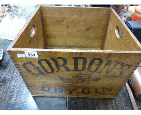 Vintage pine trug advertising Gordans Dry Gin