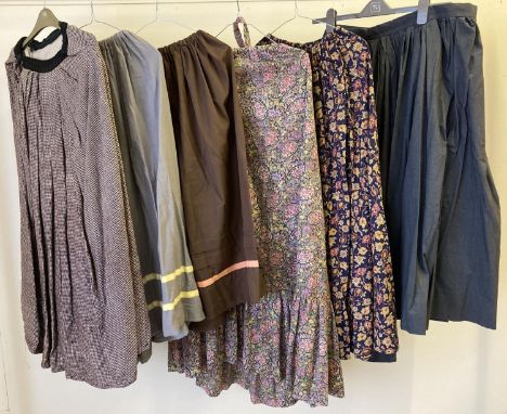 6 women's vintage theatre costume full length skirts to include floral print and tweed style. 