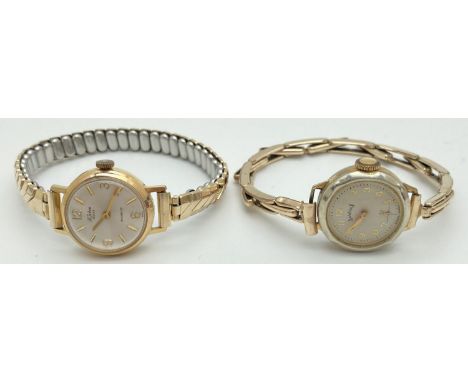2 vintage ladies expanding bracelet wrist watches. A B. Joblin Swiss made - in working order together with a Services, with 9