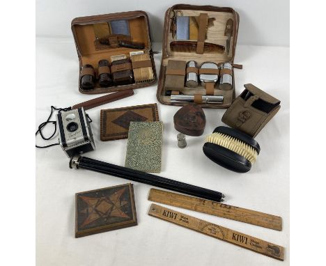 A collection of assorted vintage vanity items &amp; collectables. To include: 2 vintage mens grooming cases, one with bakelit