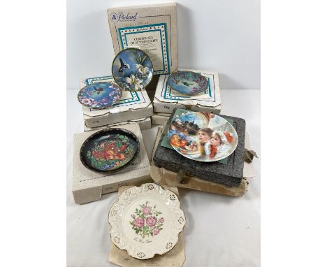 8 assorted boxed limited edition ceramic collectors plates to include a set of 5 Hummingbird plates by Pickard for Bradex. Al