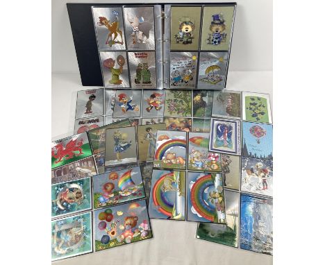 An album containing 325+ assorted vintage Dufex postcards. To include: Disney, classic cars, Wuzzles, King Features Syndicate