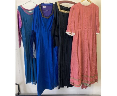 4 vintage theatre costume Medieval/Renaissance style dresses. In varying colours and styles. 