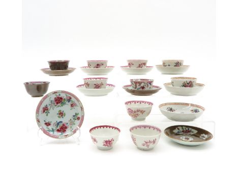 Including 11 cups and 10 saucers, 12 cm. in diameter, in diverse conditions.