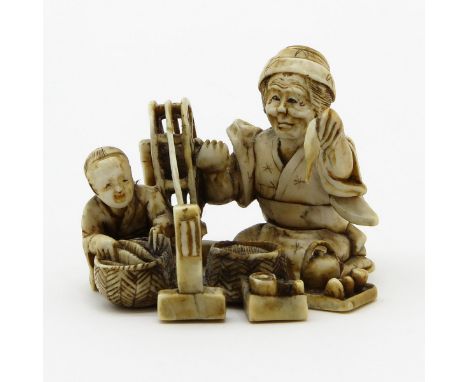 Very detailed carving, marked and signed on the bottom, 4 x 4 x 5 cm.This item may not be shipped outside the European Union.