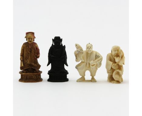 4 carved sculptures including netsukes, tallest is 7 cm. This item may not be shipped outside the European Union.