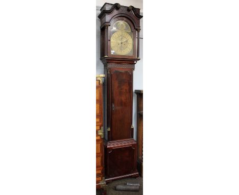 A Mahogany Eight Day Longcase Clock, 13" arch brass dial, bearing insciption Rich'd Johnson, Ripon, late 18th century case (d
