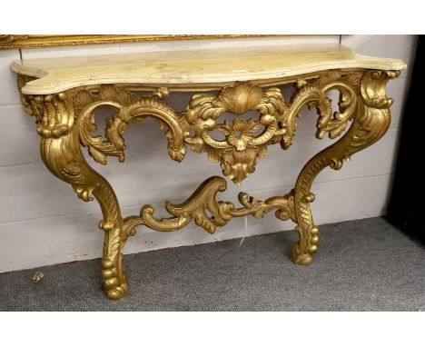A Reproduction Giltwood Console Table, in roccoco style, 117cm by 54cm by 86cm