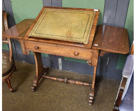 A Regency Rosewood Writing Table, with leather inset easel backed writing surface, 116cm by 48cm by 73cm