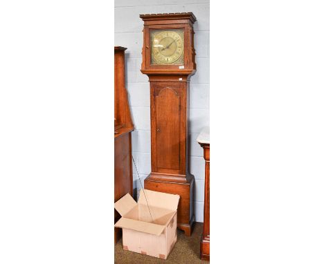 An Oak Thirty Hour Longcase Clock, 18th century and later, 11.5" square brass dial with chapter ring signed John Ogden, Darli