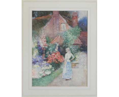 David Woodlock (1842-1929)"The Farmer's Daughter"Signed, watercolour, 25cm by 18cmOverall good condition. Mild dust and debri