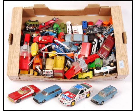 A collection of assorted scale diecast model vehicles by Matchbox , Dinky , Burago and others to include: Dinky Volvo 265 DL 