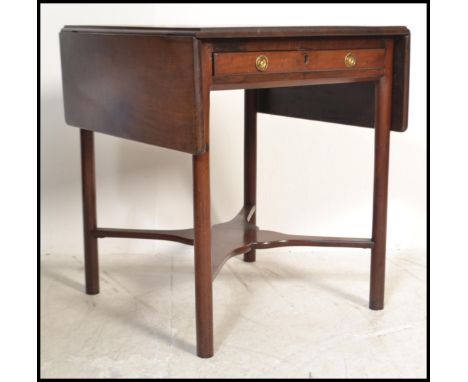 A 19th century George III drop leaf square sofa table&nbsp; desk. Raised on unusual turned legs with lower cross stretcher. S