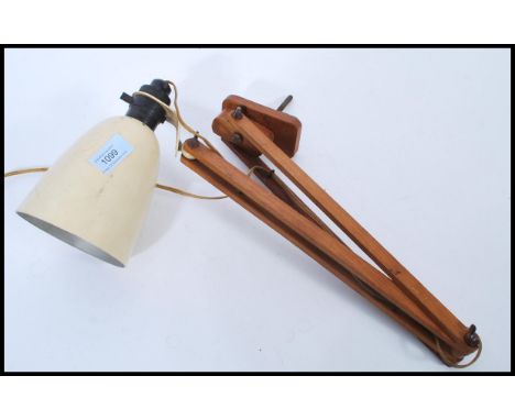 A Terence Conran ' Mac ' Lamp - anglepoise desk / wall lamp circa 1950's - mid century having white shade with wooden arm and
