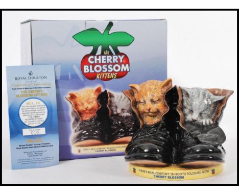 A Royal Doulton ceramic advertising model entitled Cherry Blossom Kittens MCL23 limited edition /750. Complete in original bo