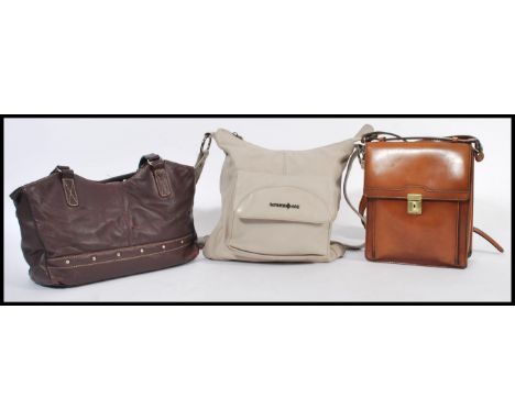 Vintage Fashion - A group of three ladies vintage leather handbags to include a Patrick Cox light grey shoulder bag, a vintag