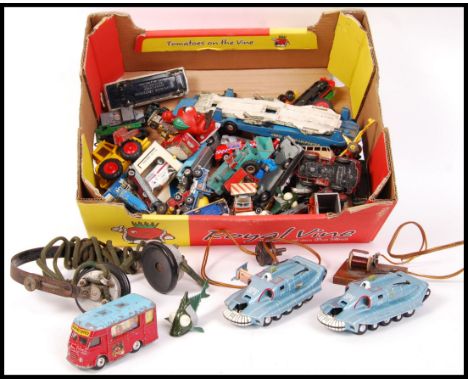 A collection of assorted scale diecast model vehicles by Corgi , Matchbox Lesney , Dinky and Britains . Also to include a WWI