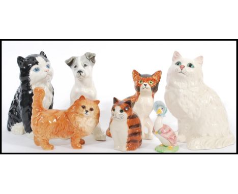 A group of vintage ceramic animals to include Royal Doulton, USSR, Royal Albert figure of Mother Goose etc. Tallest 21cm high