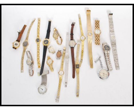 A collection of vintage ladies watches to include Andre Zach,Mason Bristol, Timex, Nurses watches, Pulsar, Accurist, bark eff