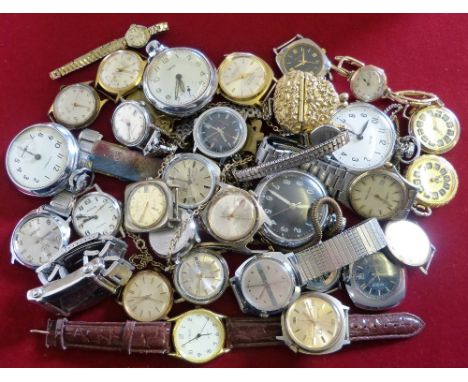 A ladies 9ct gold wristwatch, a Timex sector wristwatch and other watches