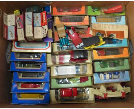 A box of loose and boxed die-cast models including Airfix Bachmann mini planes